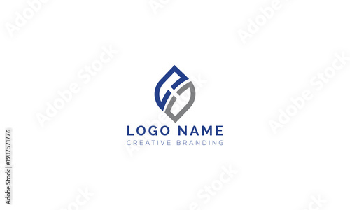 Abstract geometric logo design concept with blue and grey shapes, abstract