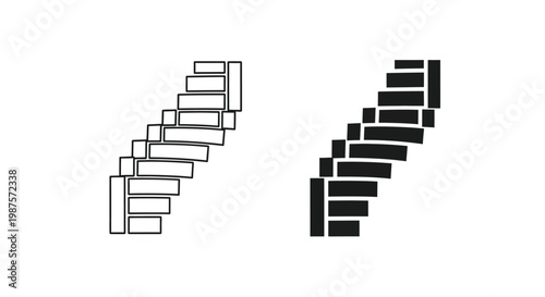Two contrasting staircases depicted in a simple black and white illustration