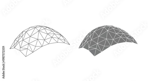 Two geodesic dome structures depicted in black and white line art