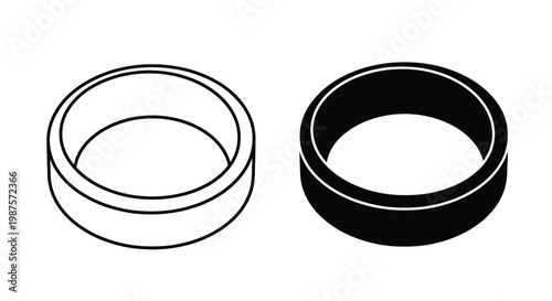 Two cylindrical shapes are presented one white and one black