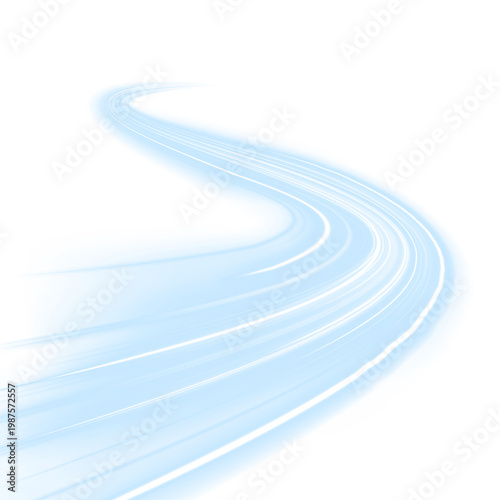Bild auf Leinwand Cyan light streams connect into flowing network paths