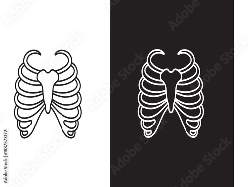 Anatomical rib cage illustration a dual tone depiction of human skeletal structure
