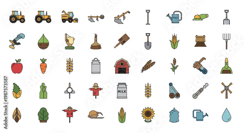Collection of Farm and Agriculture Icons.