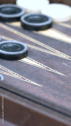 Playing Backgammon in Vertical Format – Dice Rolling and Hands Close-Up 4K
