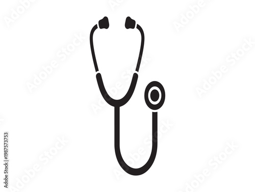 Black and white stethoscope icon a symbol of healthcare and medical examination