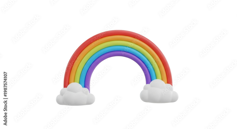 Obraz premium Vibrant rainbow arching over fluffy clouds