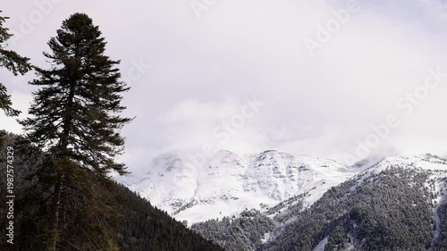 Snow-capped mountain peaks. A magnificent natural landscape.