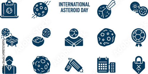 International asteroid day awareness icons