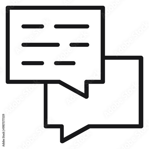 Foto Black vector icon of two overlapping speech bubbles representing a chat or conversation