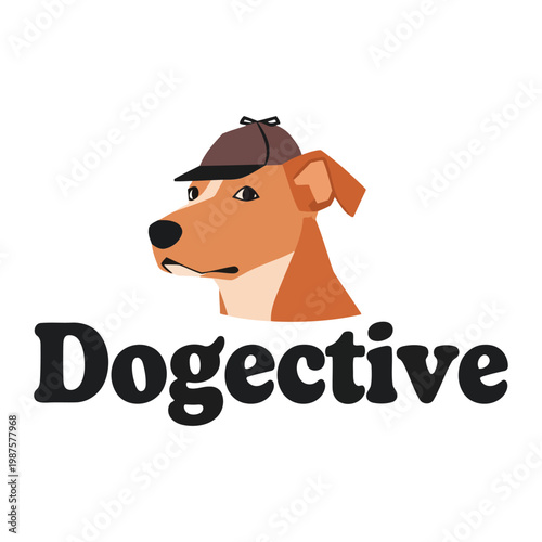Dogective cartoon dog in detective hat animal