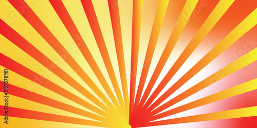 Vibrant multicolored sunburst pattern with red, orange, and yellow rays emanating from center