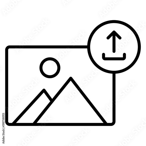 upload photo line icon. upload image vector illustration
