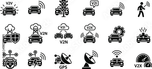 Comprehensive cars icon set automotive symbols for modern transportation technology