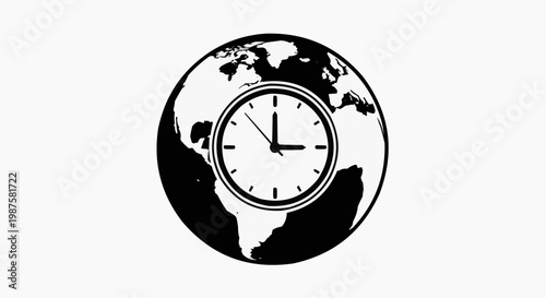 Global Time and World Clock Symbol with Earth Globe Background