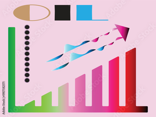 Abstract Oil Market Growth Chart with Rising Bar Graph and Upward Arrow on Pink Background