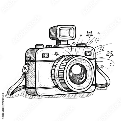 Camera with Flash and Strap