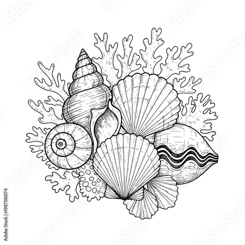 Sea Shells and Coral Cluster