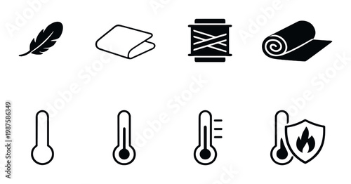 Fabric and temperature icons indicating material care and heat safety