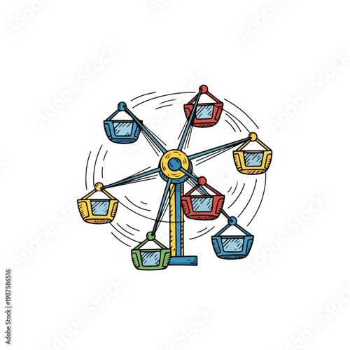 Ferris Wheel Carousel with Colorful Gondolas