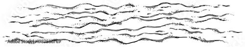 Abstract Wavy Lines Pattern with Hand Drawn Texture, Decorative Minimalist Borders of Water Waves or Soil Layers Illustration