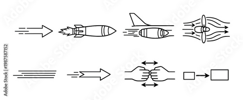 Assorted propulsion and airflow icons shown on gray background