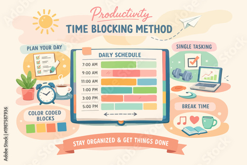 Time blocking method for enhanced productivity and effective daily scheduling