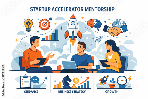 Startup accelerator mentorship: guidance, strategy, and growth with team collaboration