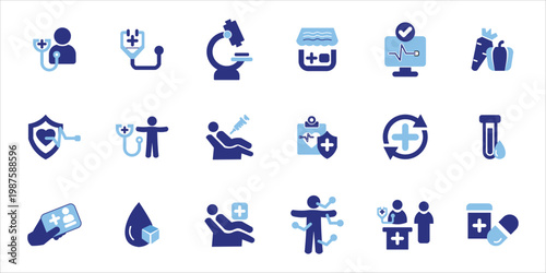 healt checkup icons set. doctor, consultant, checkup, stethoscope, symptoms and more. simple colored vector illustration