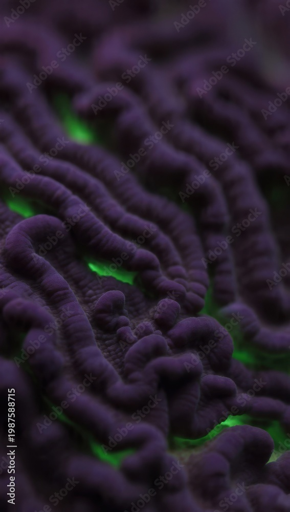 Obraz premium Close-up of Purple Coral with Green Glow