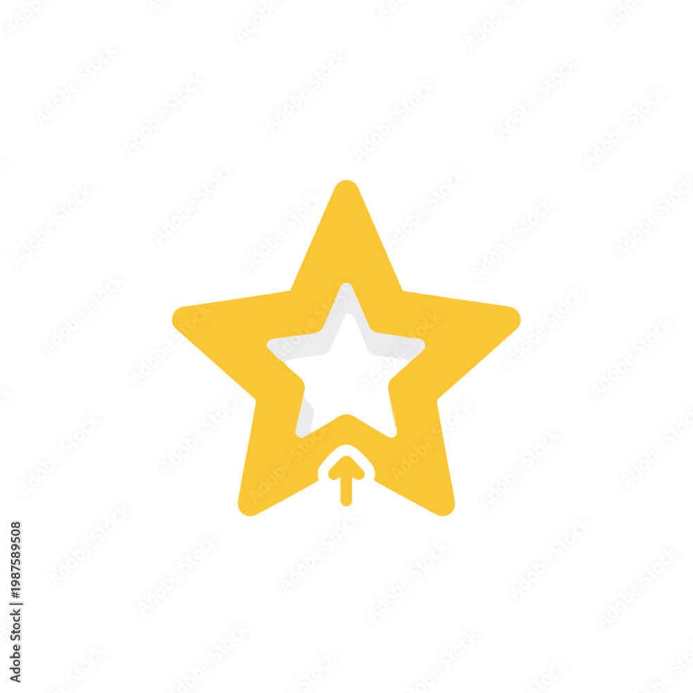 Fototapeta premium Gold Star with Inner White Star and Arrow