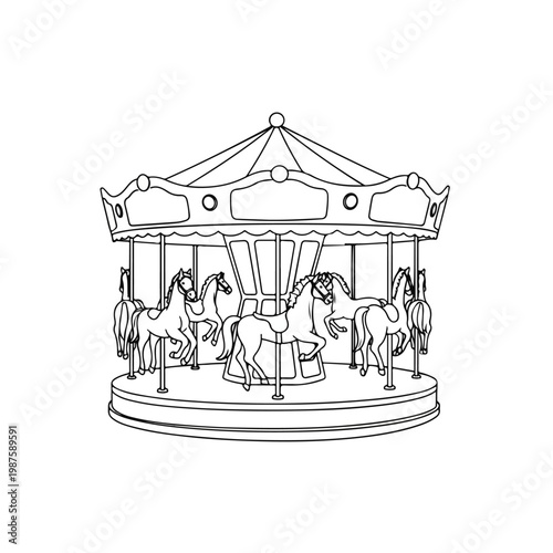 Carousel Horses on Classic Merry-Go-Round