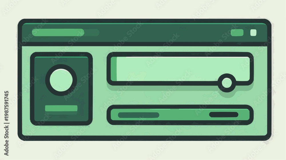 Obraz premium Flat vector illustration of a clean minimalist user interface window with sliders, suitable for web design, app development, or technology presentations.