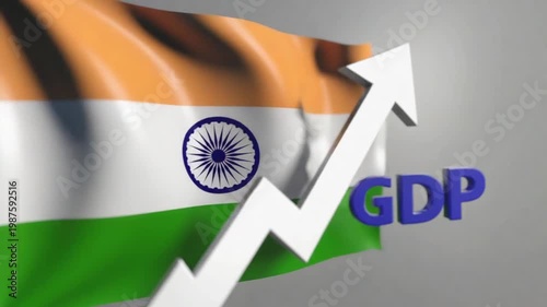India's GDP. Flag of India.