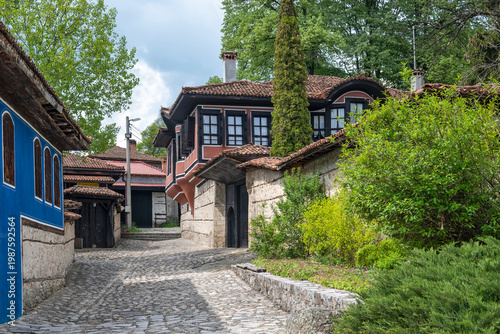 Street and old houses at historical town of Koprivshtitsa, Bulgaria