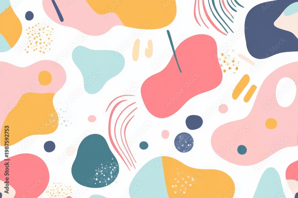 Fototapeta premium Colorful vector pattern with various shapes in pastel tones useful for backgrounds or design projects