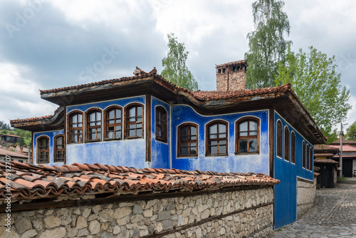 Street and old houses at historical town of Koprivshtitsa, Bulgaria