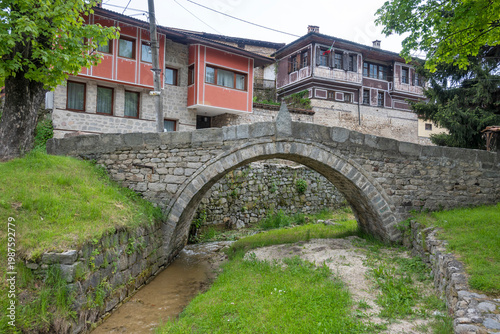 Street and old houses at historical town of Koprivshtitsa, Bulgaria