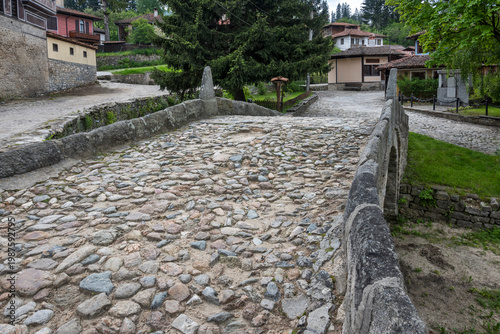 Street and old houses at historical town of Koprivshtitsa, Bulgaria