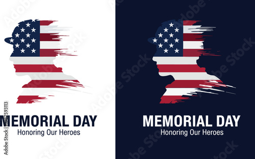 Memorial day u s a tribute patriotic american flag silhouette honoring heroes