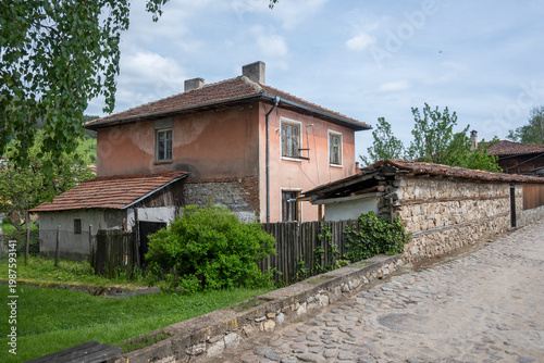 Street and old houses at historical town of Koprivshtitsa, Bulgaria