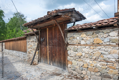 Street and old houses at historical town of Koprivshtitsa, Bulgaria