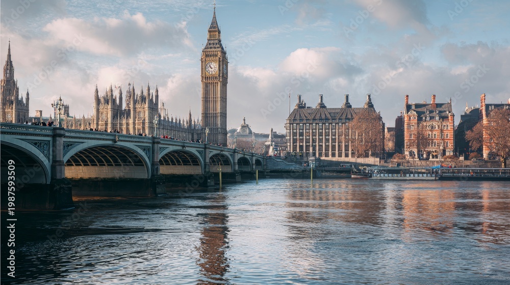 Fototapeta premium Big Ben and Westminster Bridge in London.
