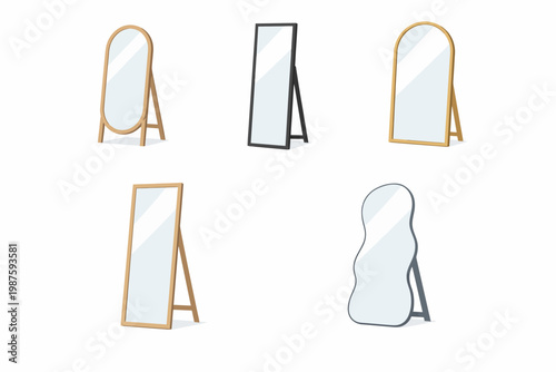 Collection of stylish freestanding full-length mirrors in diverse shapes