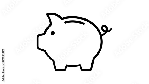 Minimalist Piggy Bank Vector Icon Illustration, Simple Black Line Art Design for Savings, Finance, and Money Management, Scalable Flat Graphic Element, AI-Generated Financial Concept Symbol