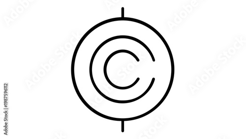 Musical Cut Time Signature Line Icon Illustration, Minimalist Alla Breve Symbol for Music Notation and Theory, Scalable Vector Graphic for Sheet Music Design, AI-Generated Flat Design Element