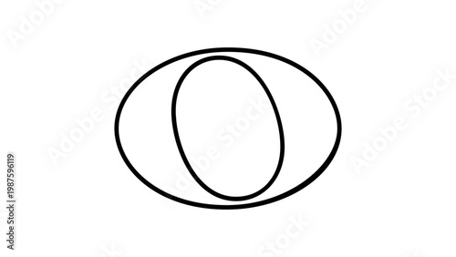 Minimalist whole note music notation vector icon. Simple black line illustration of a semibreve musical symbol for sheet music design, education, and creative projects. Scalable flat graphic.