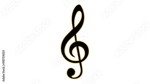 Elegant black and gold treble clef vector illustration isolated on a white background. This minimalist music notation icon represents melody, sound, and harmony. Scalable AI-generated graphic.