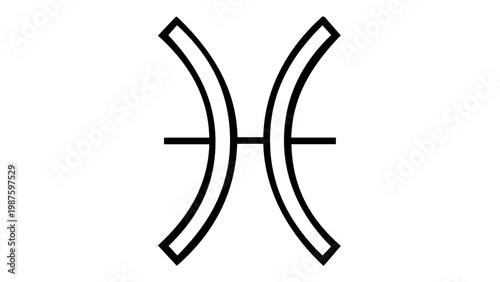 Pisces Zodiac Sign Vector Icon Illustration: Minimalist Black Line Art Astrology Symbol for Horoscope, Constellation, and Spiritual Design, Scalable Flat Graphic Element for Web and Print