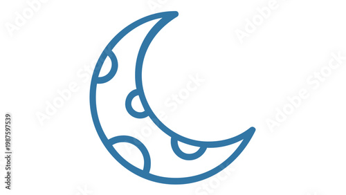 Crescent Moon Vector Icon with Craters, Minimalist Celestial Astrology and Zodiac Illustration, Blue and Teal Gradient Flat Design Scalable Graphic for Night Sky and Space Themes, AI-Generated