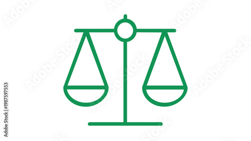 Minimalist Green Libra Zodiac Sign Vector Icon Illustration, Symmetrical Balance Scales of Justice Symbol for Law, Equality, and Astrology, Flat Scalable Graphic Design Element for Web and Print